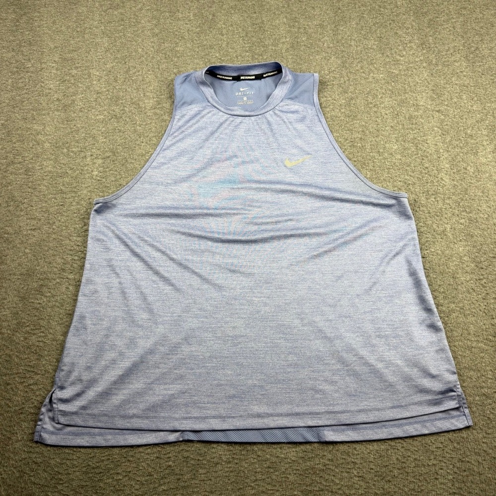 Nike Running Dri-FIT Tank Top Women's 1X Blue Heather Mesh Back Racerback AJ8131
